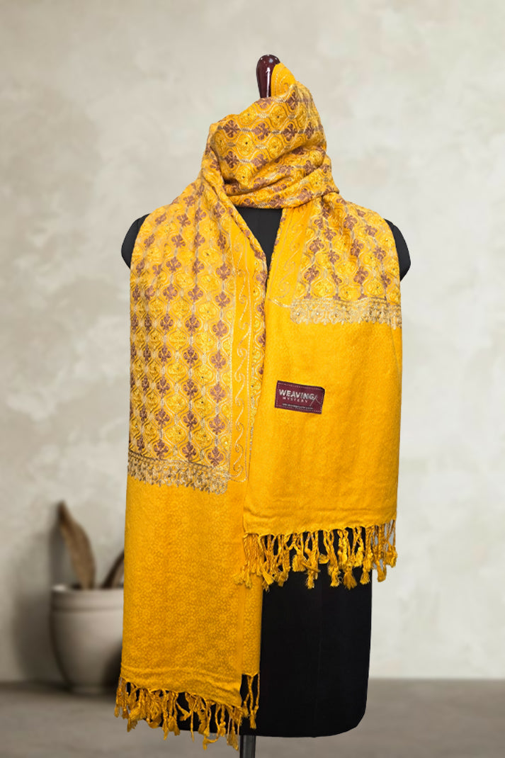 Yellow Wedding Shawl – Elegant Hand-Embroidered Bridal Wrap | Soft & Premium