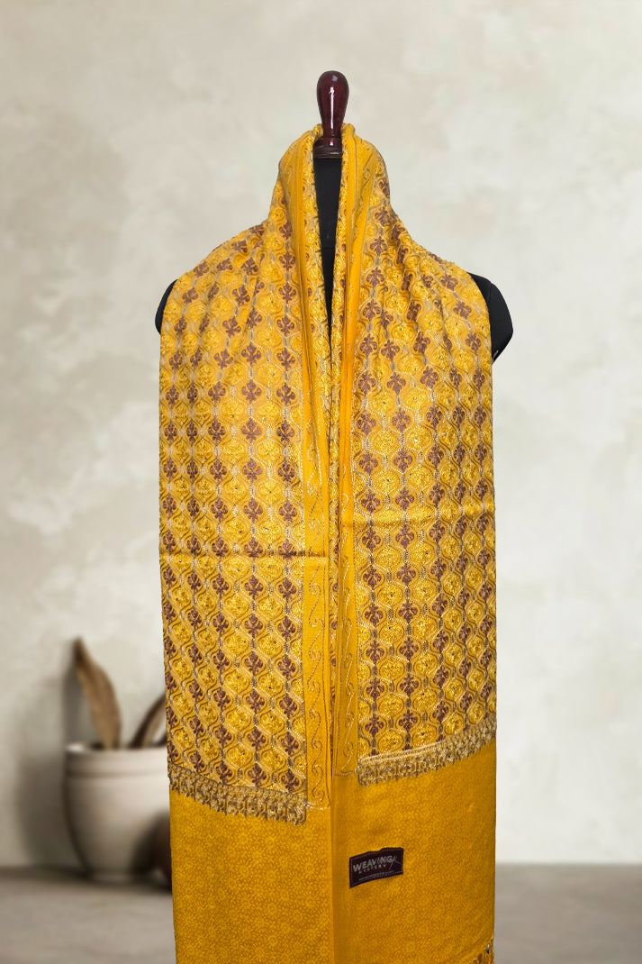 Yellow Wedding Shawl – Elegant Hand-Embroidered Bridal Wrap | Soft & Premium