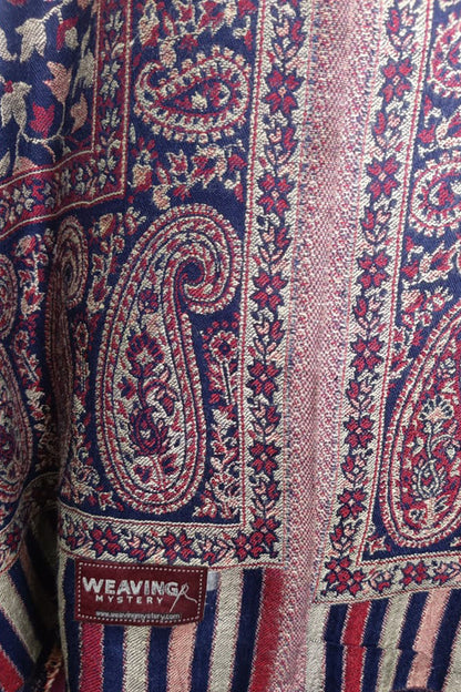 Blue & Maroon Kani Shawl – Timeless Handcrafted Elegance