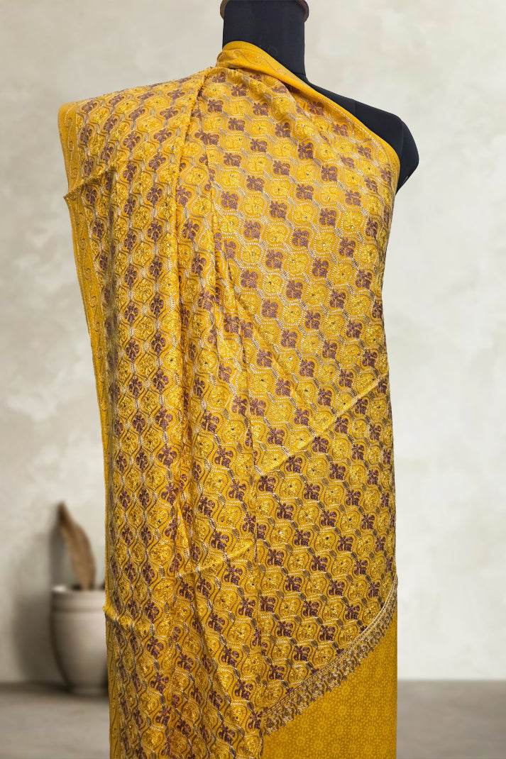 Yellow Wedding Shawl – Elegant Hand-Embroidered Bridal Wrap | Soft & Premium