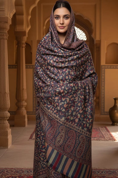 "Grey Kani Shawl – Luxurious Handwoven Kashmiri Elegance"