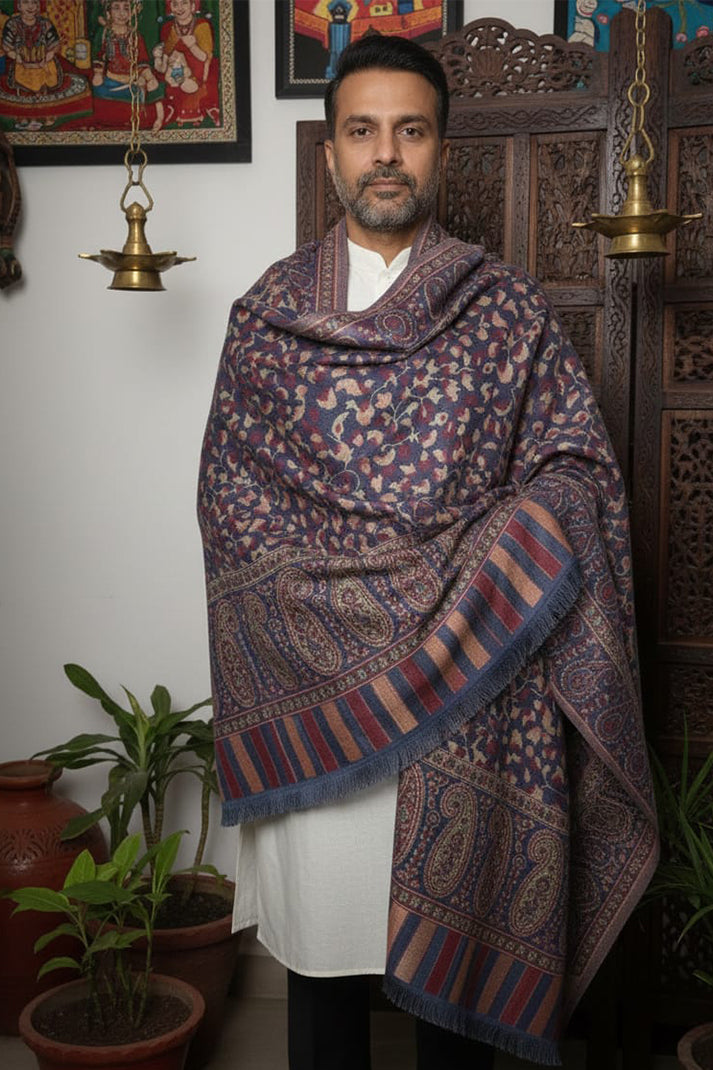 "Grey Kani Shawl – Luxurious Handwoven Kashmiri Elegance"