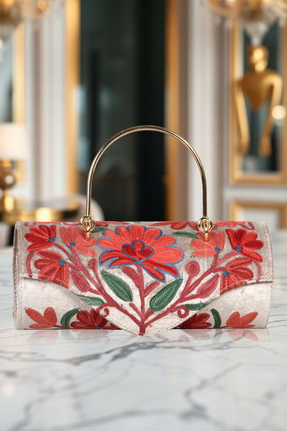 Stylish Kashmiri Hand-Embroidered Mini Duffle Bag – Authentic Craftsmanship