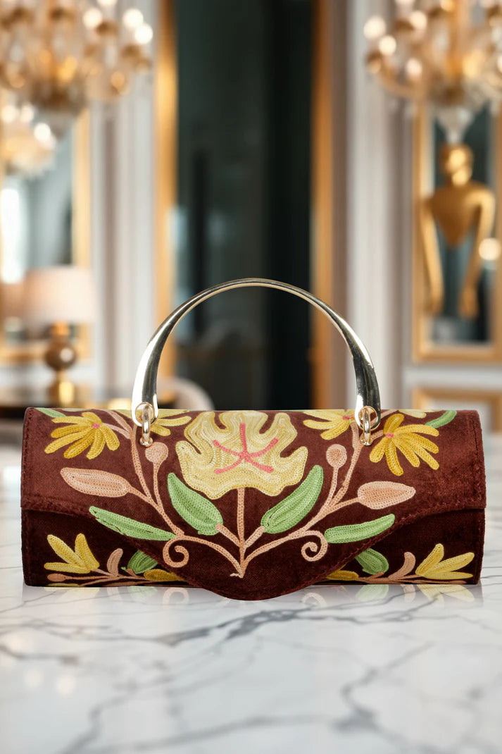 Mini Duffle & Sling Bag Combo – Elegant Hand-Embroidered Floral Set