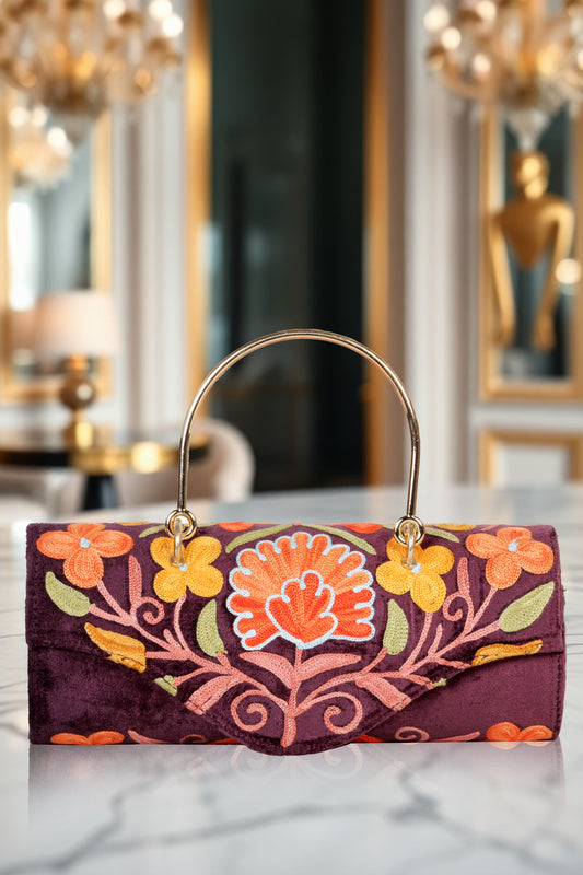 Luxurious Kashmiri Hand-Embroidered Mini Duffle Bag – Crafted to Perfection