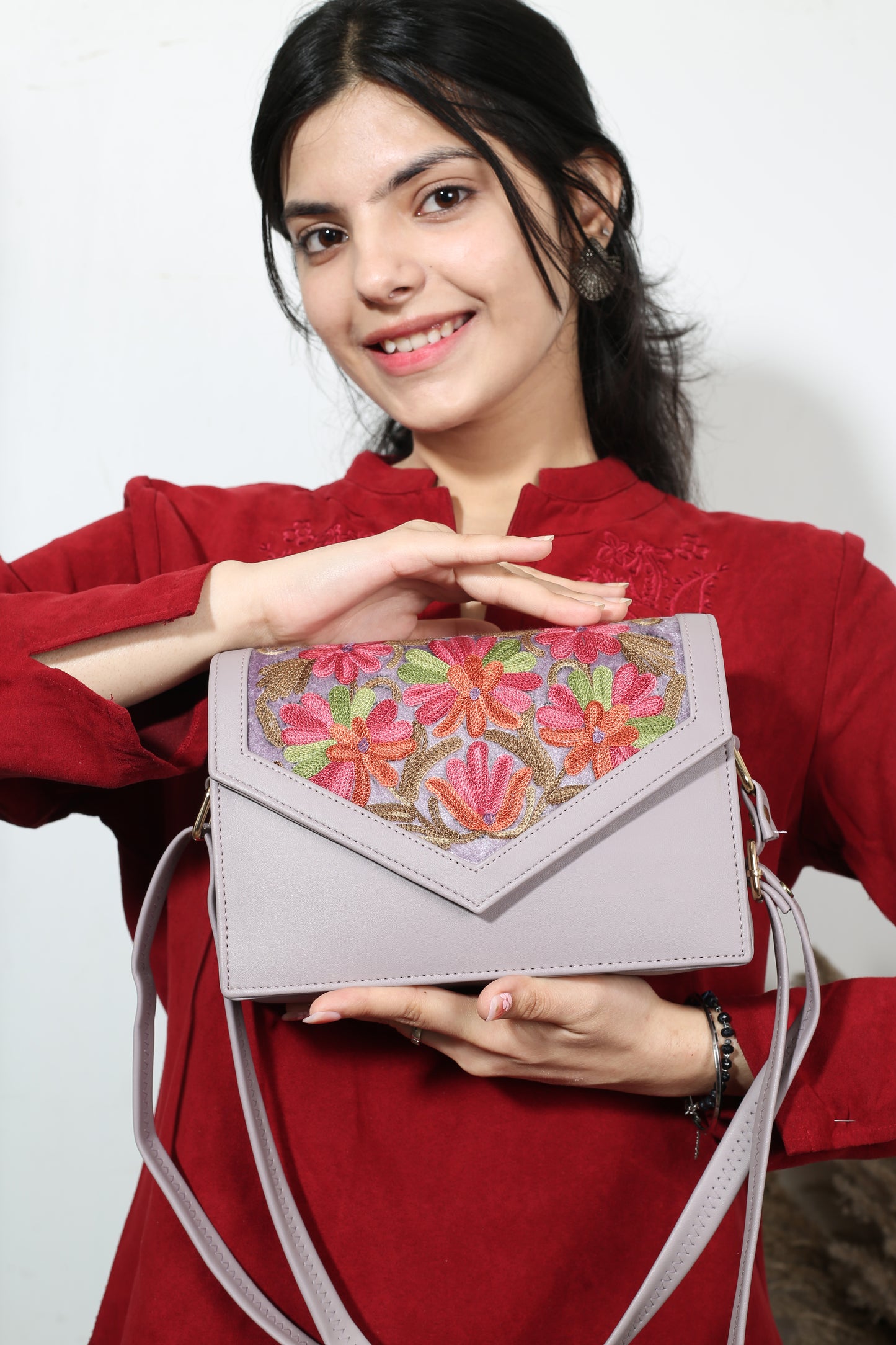 Ethnic Chic Combo: Hand Embroidered Sling Bag & Luxurious Tibetan Shawl