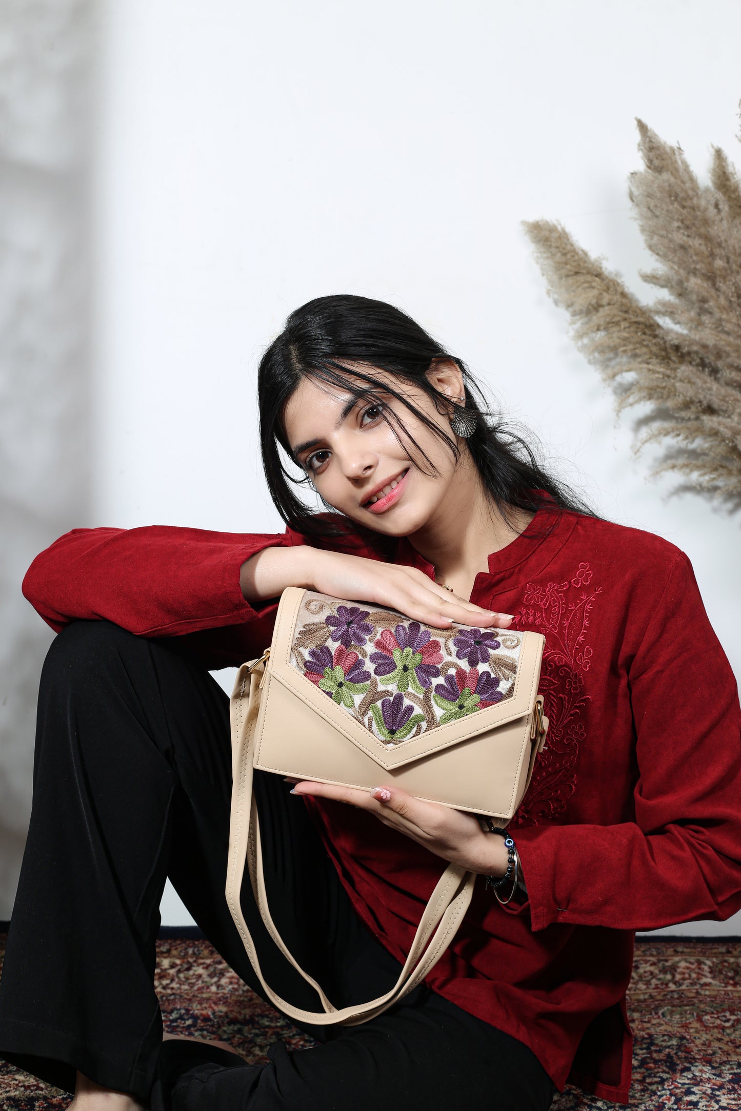 Premium Kashmiri Hand Embroidery Sling Bag – Heritage Style