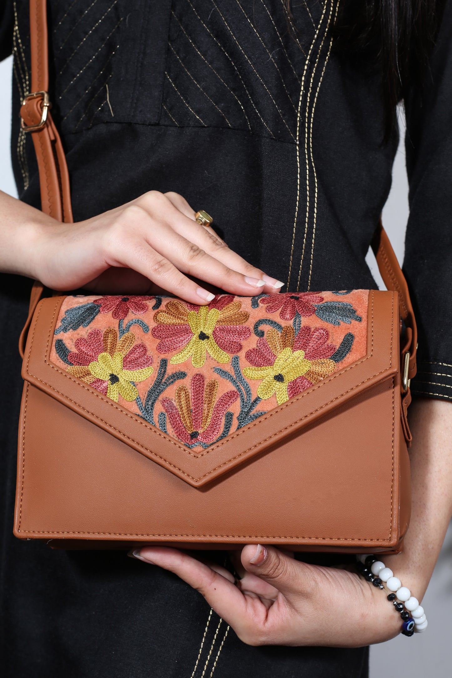 Classic Ethnic Sling Bag with Handcrafted Embroidery