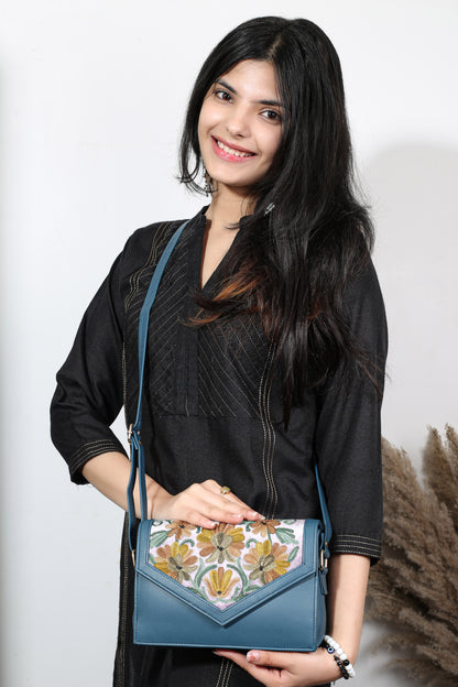 Hand-Embroidered Kashmiri Sling Bag – A Touch of Tradition