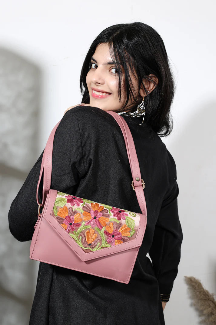 Lavender Zari Shawl & Hand-Embroidered Sling Bag – New Year Special combo Offer