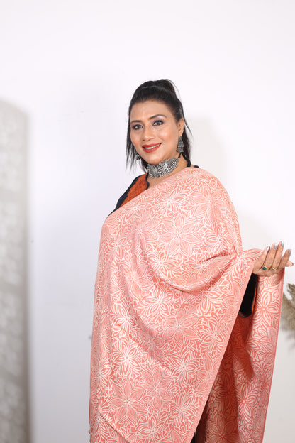 Burnt Orange Zari Stole – Premium Silk Wrap with Stunning Gold Thread Detailing