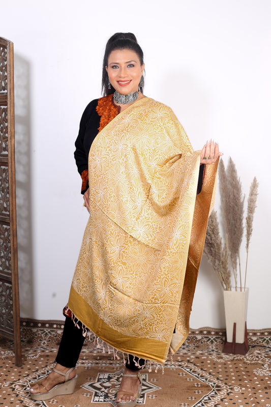 Luxurious Handcrafted Kashmiri Zari Stole – Featuring Intricate Hand Embroidery by Weaving Mystery