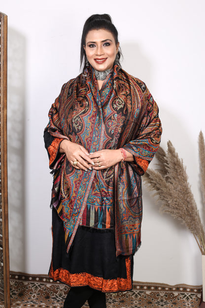 Elegance of the Valley Zari Stole – Featuring Intricate Hand Embroidery by Weaving Mystery