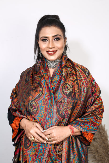 Elegance of the Valley Zari Stole – Featuring Intricate Hand Embroidery by Weaving Mystery