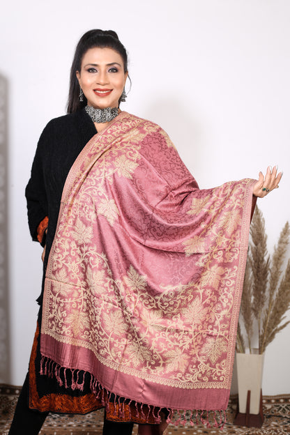 Regal Grace: Handcrafted Kashmiri Zari Stole – Weaving Mystery Collection