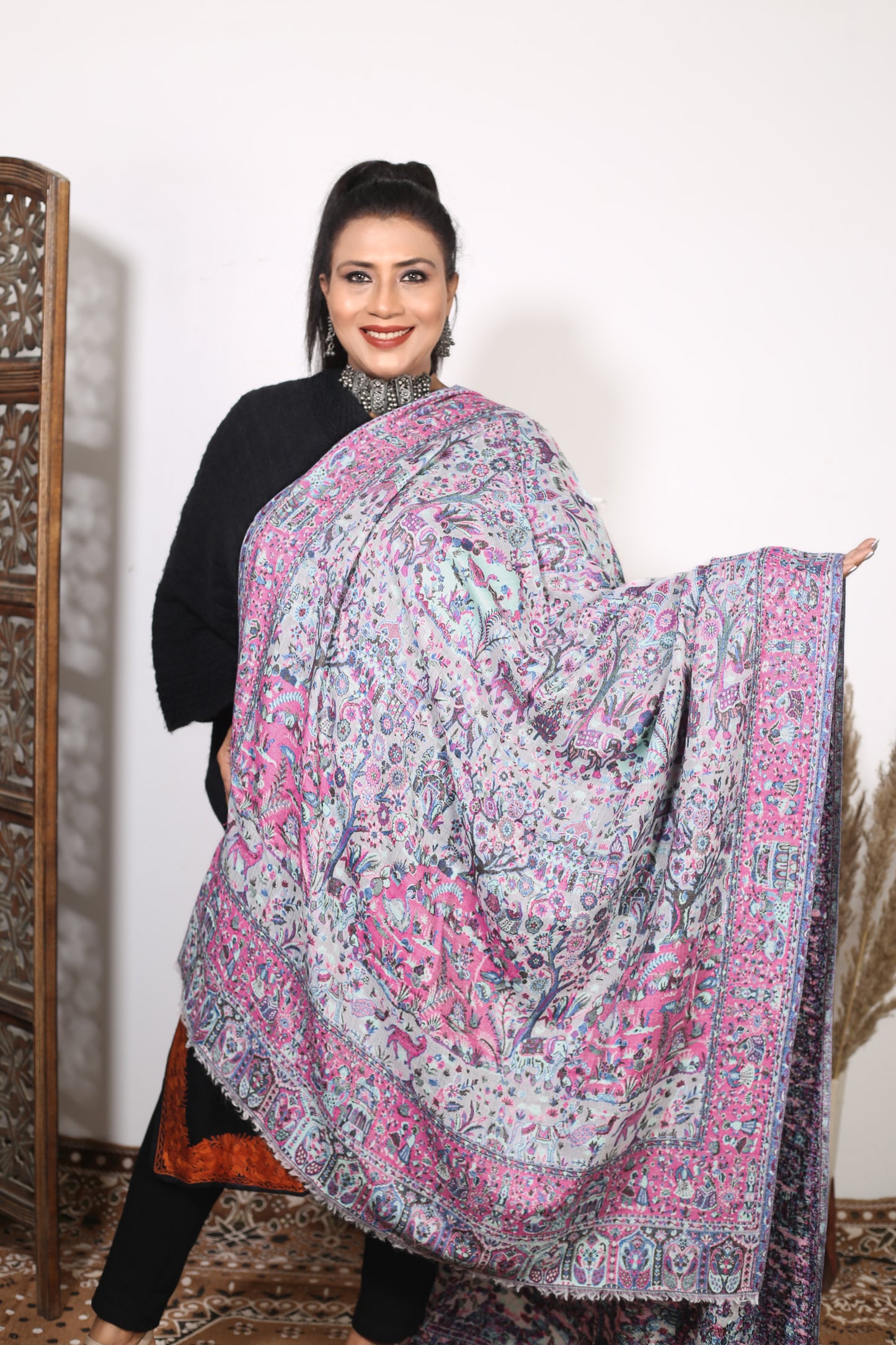 Mughal Kani Shawl Kashmiri Pashmina Shawl