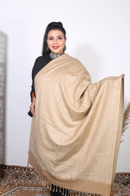 Self Zari Shawl – Soft Pashmina with Beautiful Self Zari & Hand Embroidered Details