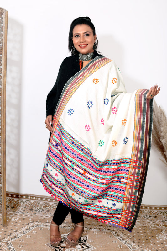 Luxury Woven in Tradition: Weaving Mystery’s Kutch Bhujodi Shawl – Handmade for True Elegance