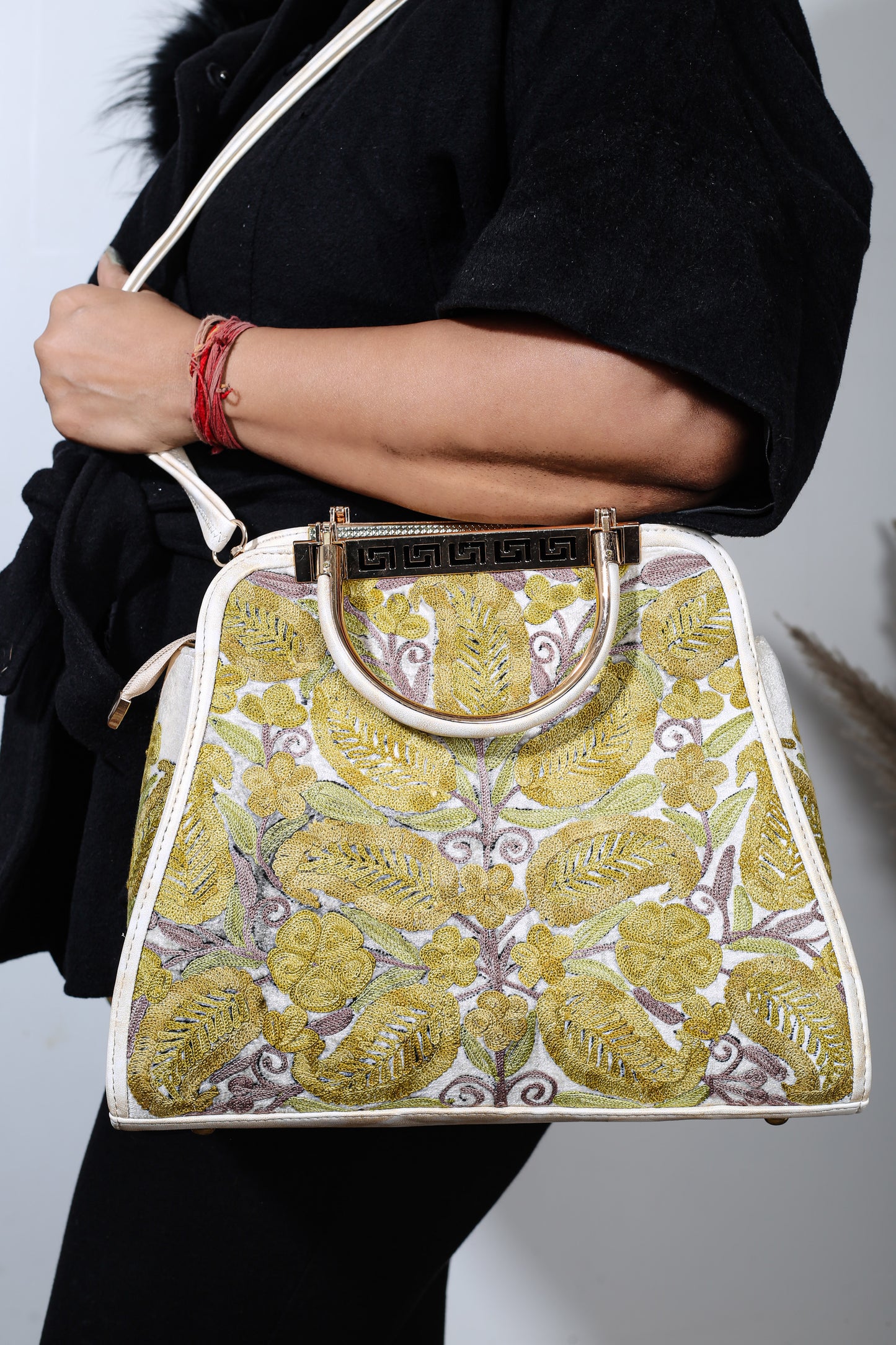 Elegant Hand-Embroidered Kashmiri Trl Bag by Weaving Mystery