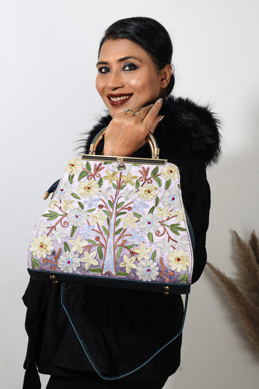 Timeless Kashmiri Art – Hand-Embroidered Trl Bag by Weaving Mystery