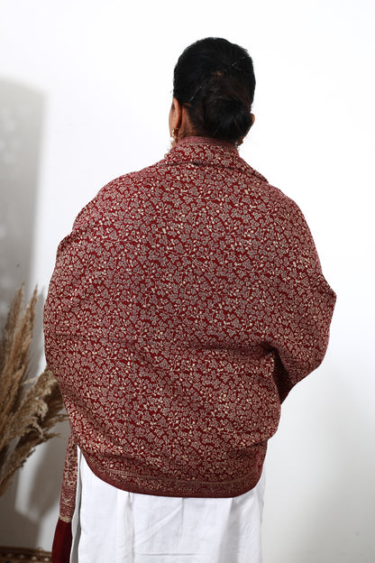 Self Zari Shawl – Exquisite Kashmiri Pashmina with Self Zari & Handcrafted Detailing