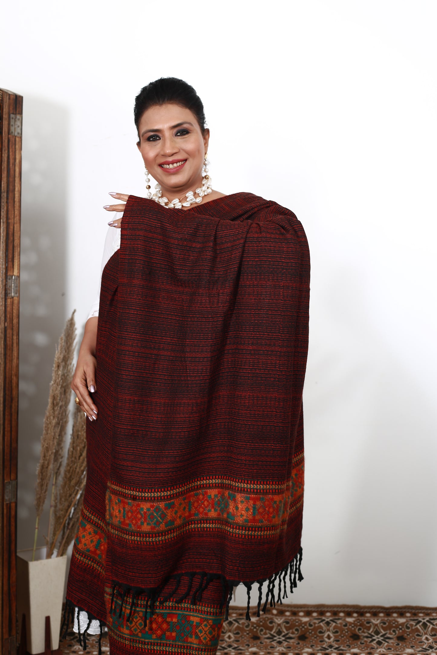 Tibetan Woolen Shawl from Kashmir | Embrace warmth and heritage with our Tibbat Shawl, blending Tibetan-inspired elegance with premium wool. Perfect for winter, it’s a timeless piece for cozy luxury