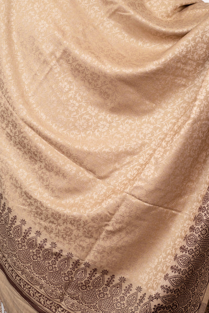 Elegant Self-Design Shawl Brown – Timeless Kashmiri Craftsmanship – Weaving Mystery Collection