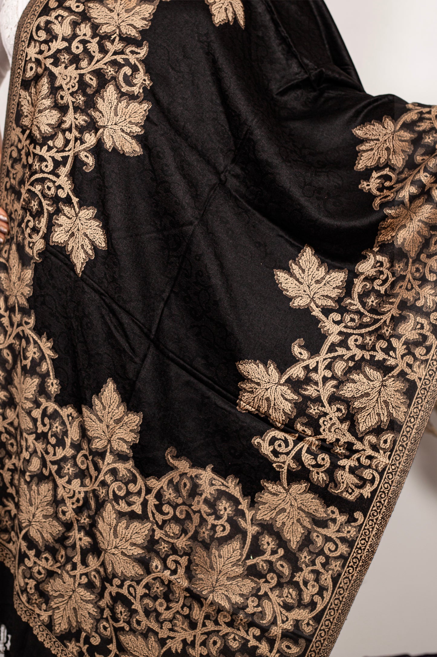 Elegant Eska Stole – Handcrafted Silk Shawl with Intricate Gold Zari Embroidery