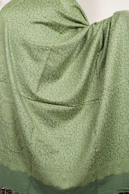 Pissta green Zari Pashmina-Blended Shawl & Hand-Embroidered Luxury Handbag Set | New Year Combo Offer