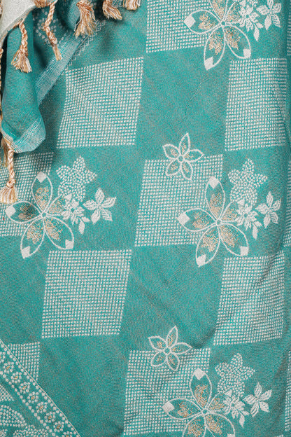 Radiant Blue Stole with Intricate White Threadwork – A Perfect Blend of Elegance and Artistry, Designed for Women Who Appreciate Timeless Fashion and Stunning Handcrafted Details