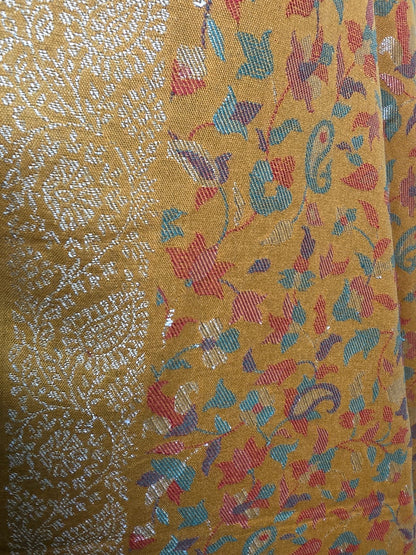 Mustard Kani Zari Shawl – Handwoven Kashmiri Elegance