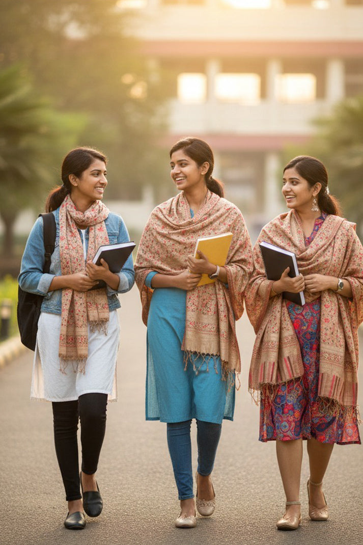 Beige & Red Kani Kat Zari Shawl – Regal Festive & Wedding Wear