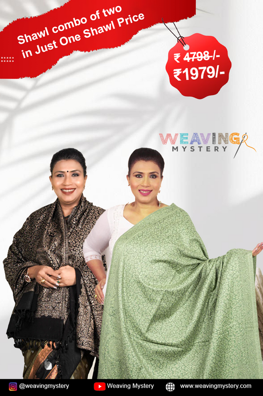 Luxury Zari Handcrafted Pashmina Shawl Combo Set