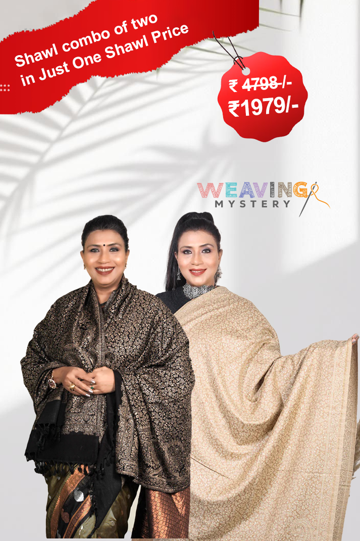 Luxury Zari Handcrafted Pashmina Shawl Combo Set