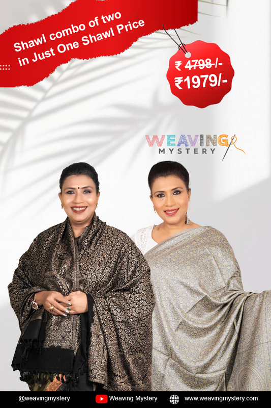 Luxury Zari Handcrafted Pashmina Shawl Combo Set