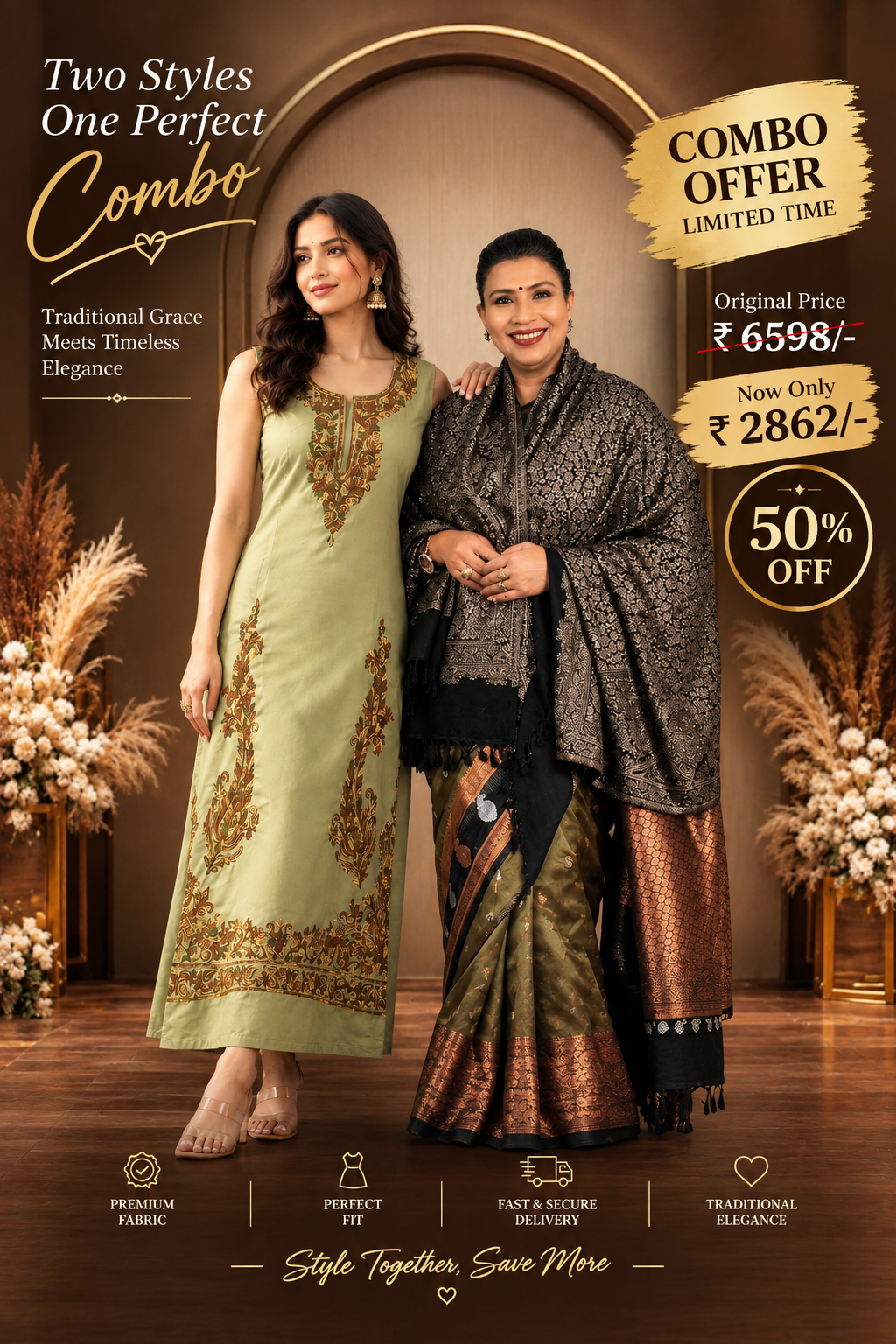 Kashmiri Hand Embroidered Combo Shawl – Hand Woven Wool Shawl for Women