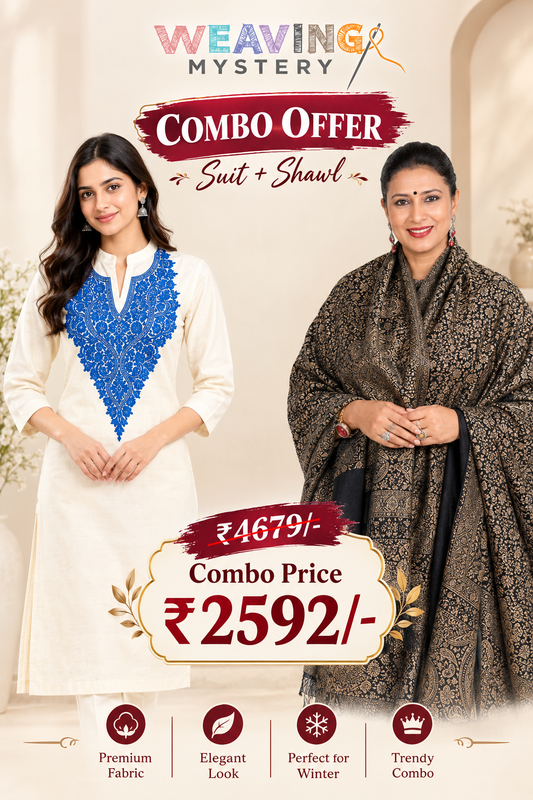 Zari Shawl & Cotton Suit Combo | Hand-Woven Traditional Ethnic Wear Collection