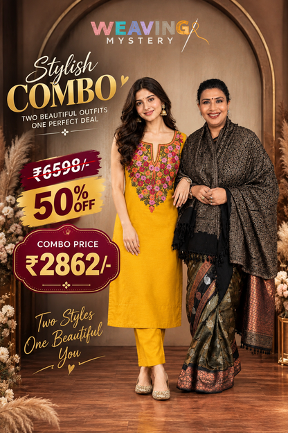 Kashmiri Hand Embroidered Combo Shawl – Hand Woven Wool Shawl for Women