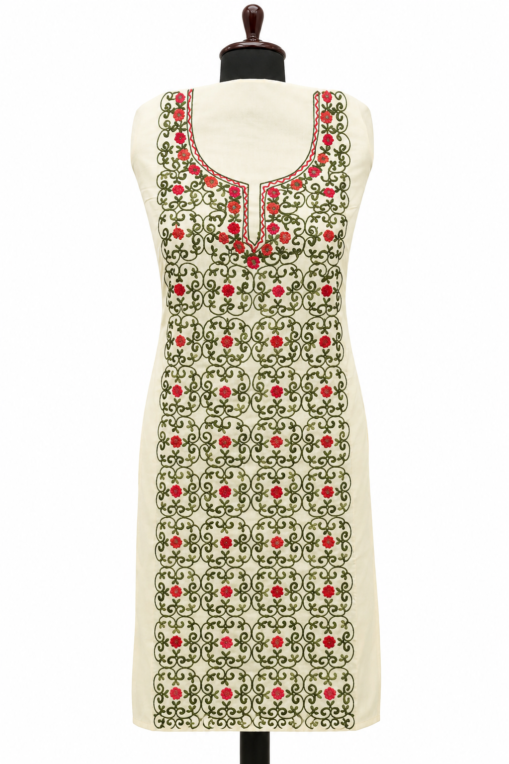 Women’s Cream Hand Embroidered Cotton Suit | Premium Ethnic Collection