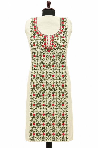 Women’s Cream Hand Embroidered Cotton Suit | Premium Ethnic Collection