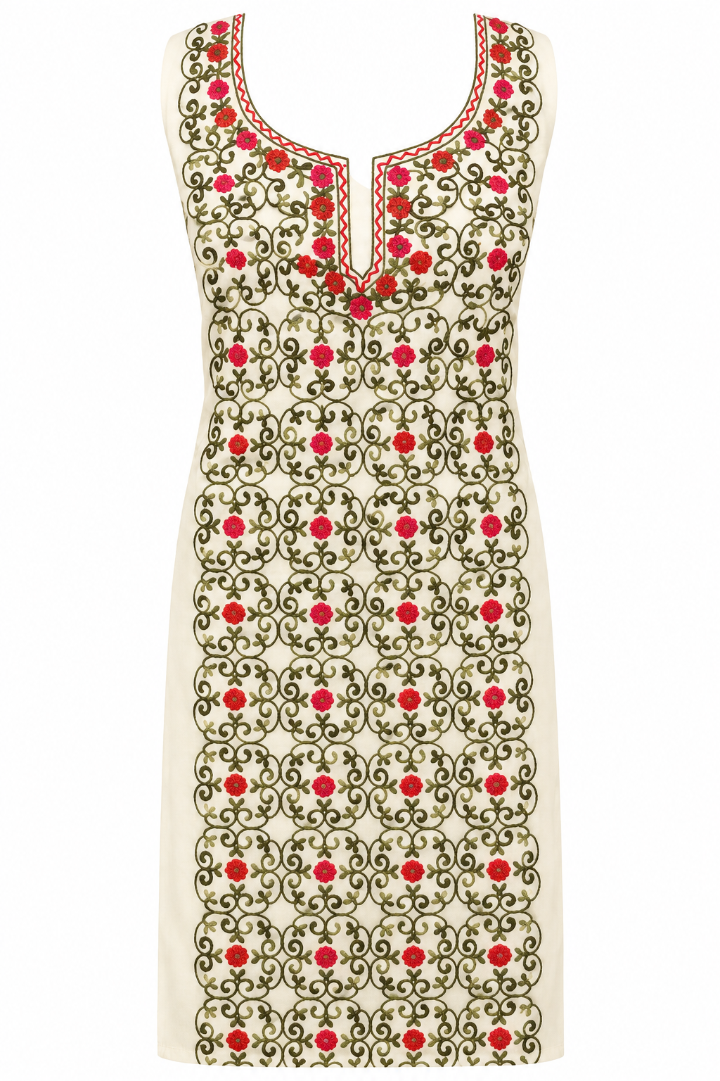 Women’s Cream Hand Embroidered Cotton Suit | Premium Ethnic Collection