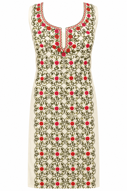Women’s Cream Hand Embroidered Cotton Suit | Premium Ethnic Collection