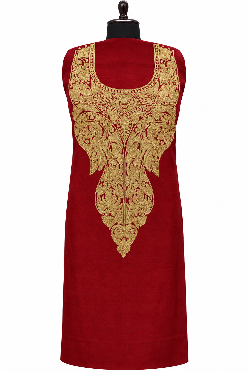 Elegant Red Zari Embroidered Hand-Woven Suit – Traditional Indian Ethnic Wear