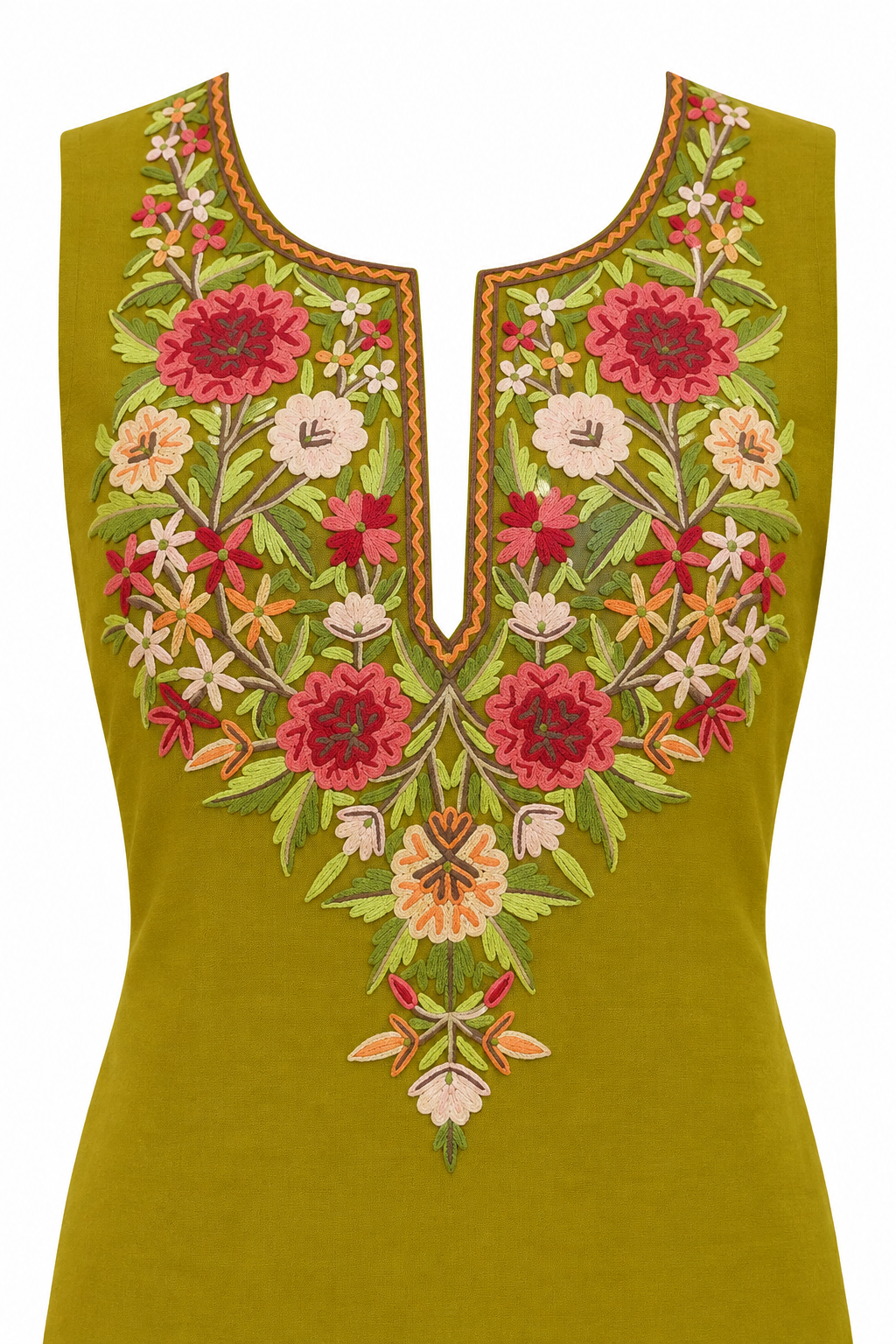 Women’s Mehndi Hand Embroidered Cotton Suit | Elegant Ethnic Wear Collection