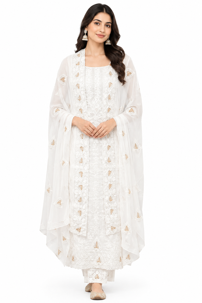 Women’s White Georgette Suit | Elegant Ethnic Wear Collection