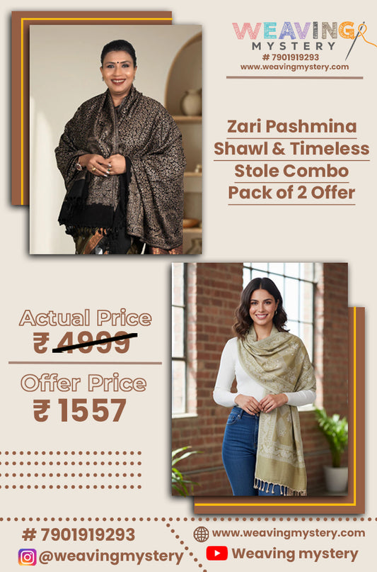 Zari Pashmina Shawl&Timeless Stole Combo Offer | Pack of 2