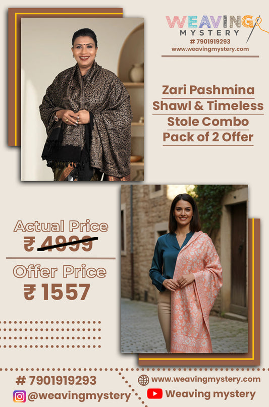 Zari Pashmina Shawl & Timeless Stole Combo Offer | Pack of 2