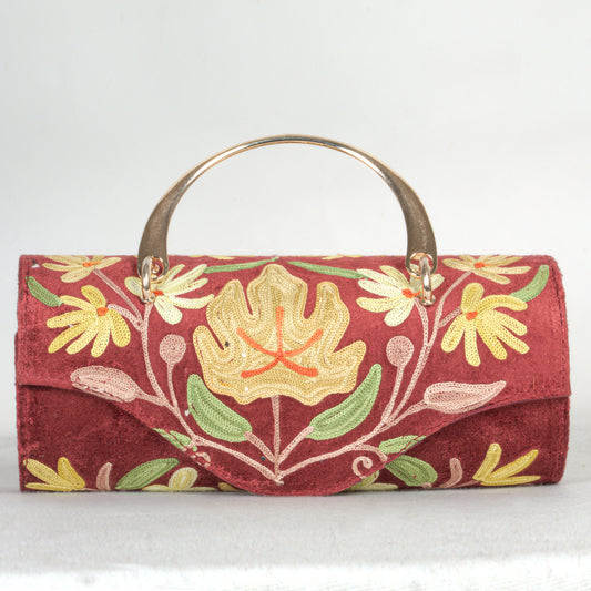 Sophisticated Mini Duffle Bag with Authentic Kashmiri Artistry