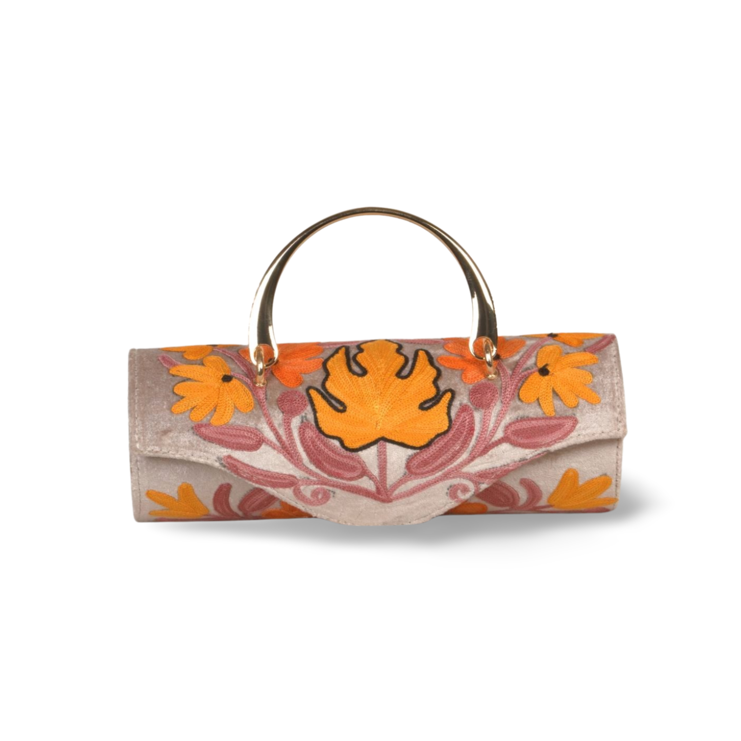 Duffle Bag – Elegant Mini Duffle with Hand-Embroidered Floral Patterns