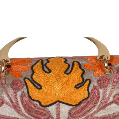 Duffle Bag – Elegant Mini Duffle with Hand-Embroidered Floral Patterns